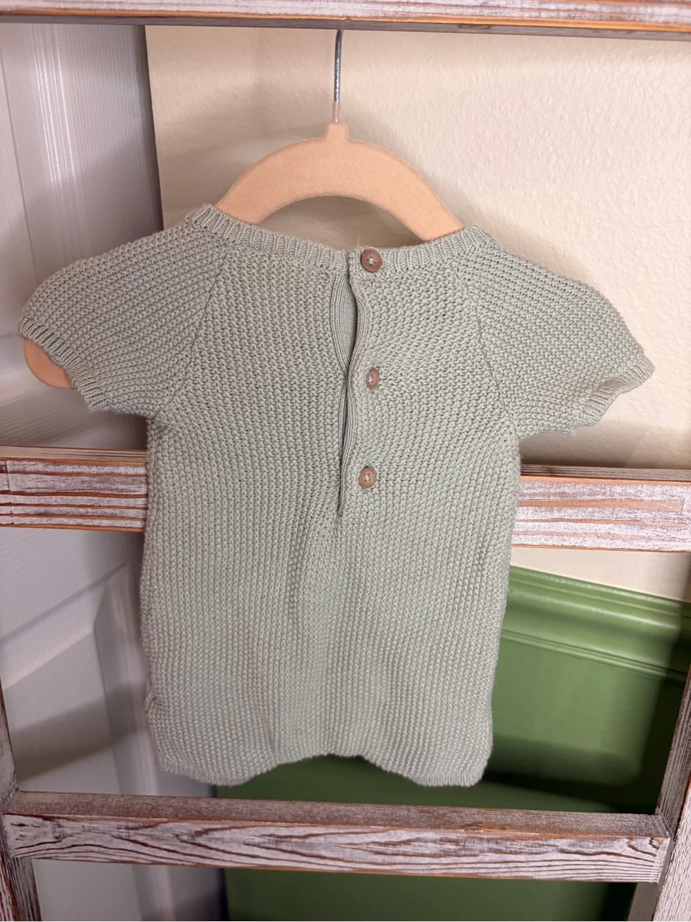 🥑 Carter’s Sage Green Knit Sweater Romper Newborn